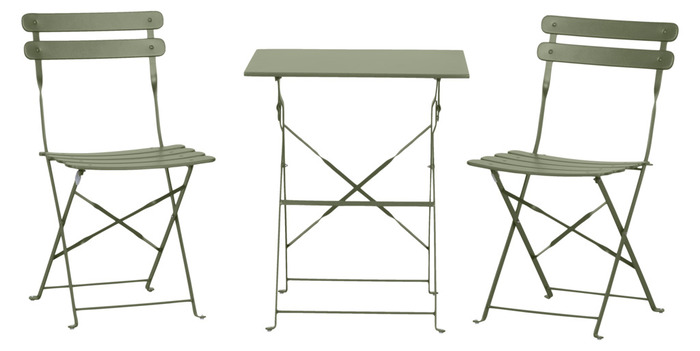 Cafésæt olivengrøn metal 3 dele - Sunlife